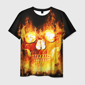 Мужская футболка 3D с принтом Череп , 100% полиэфир | прямой крой, круглый вырез горловины, длина до линии бедер | skull | огонь | пламя | череп | черепушка