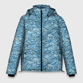 Мужская зимняя куртка 3D с принтом Море волнуется в Санкт-Петербурге, верх — 100% полиэстер; подкладка — 100% полиэстер; утеплитель — 100% полиэстер | длина ниже бедра, свободный силуэт Оверсайз. Есть воротник-стойка, отстегивающийся капюшон и ветрозащитная планка. 

Боковые карманы с листочкой на кнопках и внутренний карман на молнии. | foam | gradient | ocean | pattern | sea | water | waves | вода | волны | градиент | море | океан | пена | узор