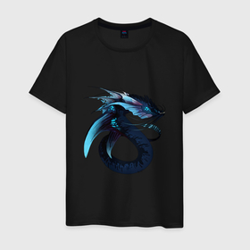 Мужская футболка хлопок с принтом Морской левиафан , 100% хлопок | прямой крой, круглый вырез горловины, длина до линии бедер, слегка спущенное плечо. | арт | глубина | дракон | дракон глубин | инопланетянин | левиафан | рисунок | синий