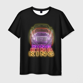 Мужская футболка 3D с принтом Cadillac в Тюмени, 100% полиэфир | прямой крой, круглый вырез горловины, длина до линии бедер | cadillac | бренды | кадиллак | король | машины | моргенштерн | музыка | неон | неоновые
