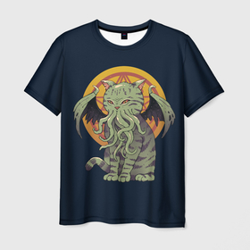 Мужская футболка 3D с принтом Cathulhu , 100% полиэфир | прямой крой, круглый вырез горловины, длина до линии бедер | Тематика изображения на принте: cat | cathulhu | cats | cthulhu | ocean | sea | бездна | котенок | котэ | котяра | котята | кошка | ктулху | море | океан