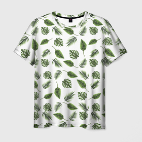 Мужская футболка 3D с принтом папоротник в Белгороде, 100% полиэфир | прямой крой, круглый вырез горловины, длина до линии бедер | paporotnik | абстракция | зеленый | лето | листья | пляж | простота | узор