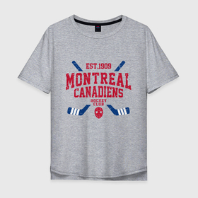 Мужская футболка хлопок Oversize с принтом Монреаль Канадиенс в Петрозаводске, 100% хлопок | свободный крой, круглый ворот, “спинка” длиннее передней части | Тематика изображения на принте: canadiens | hockey | montreal | montreal canadiens | nhl | usa | канадиенс | монреаль | монреаль канадиенс | нхл | спорт | сша | хоккей | шайба