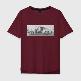 Мужская футболка хлопок Oversize с принтом Porshe в Курске, 100% хлопок | свободный крой, круглый ворот, “спинка” длиннее передней части | 911 | porshe | гоночный автомобиль | девушка и авто | немецкий автомобиль | порш