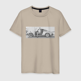 Мужская футболка хлопок с принтом Porshe в Белгороде, 100% хлопок | прямой крой, круглый вырез горловины, длина до линии бедер, слегка спущенное плечо. | 911 | porshe | гоночный автомобиль | девушка и авто | немецкий автомобиль | порш