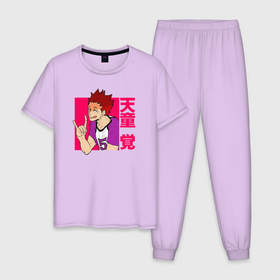 Мужская пижама хлопок с принтом Satori , 100% хлопок | брюки и футболка прямого кроя, без карманов, на брюках мягкая резинка на поясе и по низу штанин
 | Тематика изображения на принте: anime | haikyu | haikyuu | hinata | karasuno | kei | nekoma | nishinoya | satori | tobio | yu | аниме | волейбол | волейбол аниме | кей | нишиноя ю | сатори | спорт | тобио | хината