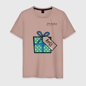 Мужская футболка хлопок с принтом Друзья Подарок Ross , 100% хлопок | прямой крой, круглый вырез горловины, длина до линии бедер, слегка спущенное плечо. | christmas | friends | gift | ross | vdkarsve | друзья | новый год | подарок | сериал
