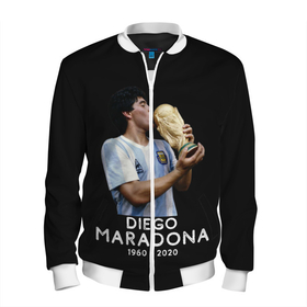 Мужской бомбер 3D с принтом Diego Maradona , 100% полиэстер | застегивается на молнию, по бокам два кармана без застежек, по низу бомбера и на воротнике - эластичная резинка | Тематика изображения на принте: 10 | 1960 | 2020 | argentina | barcelona | diego | football | legend | leo | lionel | maradona | messi | retro | rip | soccer | аргентина | барселона | бога | диего | легенда | лионель | марадона | месси | мяч | ретро | рука | форма | футбол