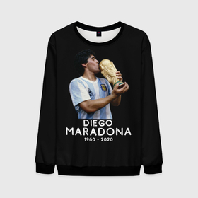 Мужской свитшот 3D с принтом Diego Maradona в Тюмени, 100% полиэстер с мягким внутренним слоем | круглый вырез горловины, мягкая резинка на манжетах и поясе, свободная посадка по фигуре | 10 | 1960 | 2020 | argentina | barcelona | diego | football | legend | leo | lionel | maradona | messi | retro | rip | soccer | аргентина | барселона | бога | диего | легенда | лионель | марадона | месси | мяч | ретро | рука | форма | футбол