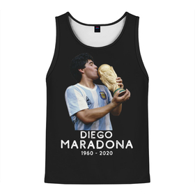 Мужская майка 3D с принтом Diego Maradona , 100% полиэстер | круглая горловина, приталенный силуэт, длина до линии бедра. Пройма и горловина окантованы тонкой бейкой | Тематика изображения на принте: 10 | 1960 | 2020 | argentina | barcelona | diego | football | legend | leo | lionel | maradona | messi | retro | rip | soccer | аргентина | барселона | бога | диего | легенда | лионель | марадона | месси | мяч | ретро | рука | форма | футбол