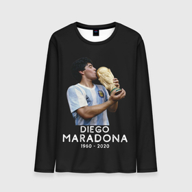 Мужской лонгслив 3D с принтом Diego Maradona в Санкт-Петербурге, 100% полиэстер | длинные рукава, круглый вырез горловины, полуприлегающий силуэт | 10 | 1960 | 2020 | argentina | barcelona | diego | football | legend | leo | lionel | maradona | messi | retro | rip | soccer | аргентина | барселона | бога | диего | легенда | лионель | марадона | месси | мяч | ретро | рука | форма | футбол