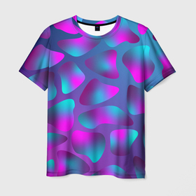 Мужская футболка 3D с принтом Неоновые капли в Курске, 100% полиэфир | прямой крой, круглый вырез горловины, длина до линии бедер | neon | newschool | purple | rap | абстракция | бензин | капли | кислотный | неон | разводы | розовый | фиолетовый