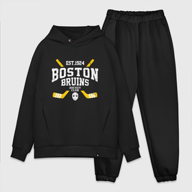 Мужской костюм хлопок OVERSIZE с принтом Бостон Брюинз в Тюмени,  |  | boston | boston bruins | bruins | hockey | nhl | usa | бостон | бостон брюинз | нхл | спорт | сша | хоккей | шайба