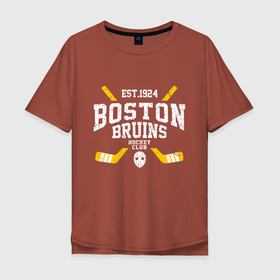 Мужская футболка хлопок Oversize с принтом Бостон Брюинз в Петрозаводске, 100% хлопок | свободный крой, круглый ворот, “спинка” длиннее передней части | Тематика изображения на принте: boston | boston bruins | bruins | hockey | nhl | usa | бостон | бостон брюинз | нхл | спорт | сша | хоккей | шайба