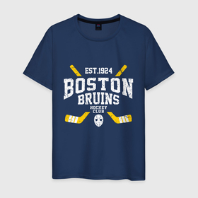 Мужская футболка хлопок с принтом Бостон Брюинз в Тюмени, 100% хлопок | прямой крой, круглый вырез горловины, длина до линии бедер, слегка спущенное плечо. | Тематика изображения на принте: boston | boston bruins | bruins | hockey | nhl | usa | бостон | бостон брюинз | нхл | спорт | сша | хоккей | шайба