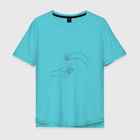 Мужская футболка хлопок Oversize с принтом Руки , 100% хлопок | свободный крой, круглый ворот, “спинка” длиннее передней части | красная нить | парные | руки | связь