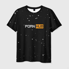 Мужская футболка 3D с принтом Pornhub , 100% полиэфир | прямой крой, круглый вырез горловины, длина до линии бедер | black | черный