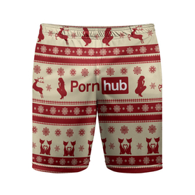 Мужские шорты спортивные с принтом Pornhub(Новый год) в Петрозаводске,  |  | год | новый | рождественскую коллекцию