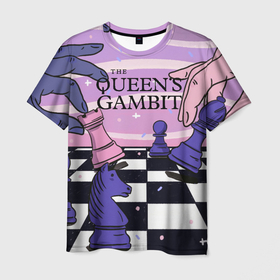 Мужская футболка 3D с принтом The Queens Gambit , 100% полиэфир | прямой крой, круглый вырез горловины, длина до линии бедер | beth harmon | chess | queens gambit | the queens gambit | аня тейлор джой | бет хармон | нетфликс | ход королевы | шахматы