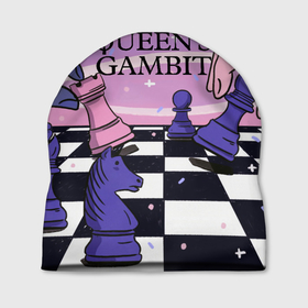 Шапка 3D с принтом The Queens Gambit в Санкт-Петербурге, 100% полиэстер | универсальный размер, печать по всей поверхности изделия | beth harmon | chess | queens gambit | the queens gambit | аня тейлор джой | бет хармон | нетфликс | ход королевы | шахматы