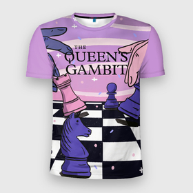 Мужская футболка 3D Slim с принтом The Queens Gambit , 100% полиэстер с улучшенными характеристиками | приталенный силуэт, круглая горловина, широкие плечи, сужается к линии бедра | beth harmon | chess | queens gambit | the queens gambit | аня тейлор джой | бет хармон | нетфликс | ход королевы | шахматы