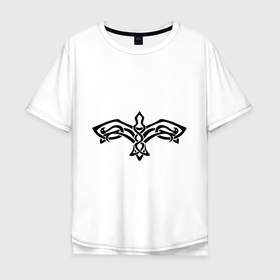 Мужская футболка хлопок Oversize с принтом Кельтский Сокол в Белгороде, 100% хлопок | свободный крой, круглый ворот, “спинка” длиннее передней части | кельтика | кельтский | крылья | линейный | орнамент | полёт | птица | птицы | сокол | тату | узор | хищный