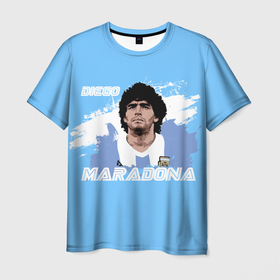 Мужская футболка 3D с принтом Диего Марадона , 100% полиэфир | прямой крой, круглый вырез горловины, длина до линии бедер | diego | diego armando maradona | maradona | аргентина | диего | король | легенда | марадона | нападающий | полузащитник | футбол | футболист