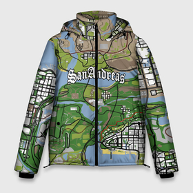 Мужская зимняя куртка 3D с принтом GTA San Andreas map в Курске, верх — 100% полиэстер; подкладка — 100% полиэстер; утеплитель — 100% полиэстер | длина ниже бедра, свободный силуэт Оверсайз. Есть воротник-стойка, отстегивающийся капюшон и ветрозащитная планка. 

Боковые карманы с листочкой на кнопках и внутренний карман на молнии. | Тематика изображения на принте: game | grand theft auto | gta san andreas | гта сан андреас | игра | карта | самп