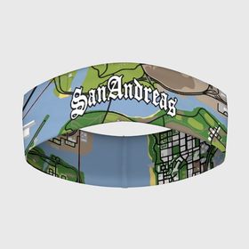 Повязка на голову 3D с принтом GTA San Andreas map ,  |  | game | grand theft auto | gta san andreas | гта сан андреас | игра | карта | самп