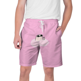 Мужские шорты 3D с принтом мем в Тюмени,  полиэстер 100% | прямой крой, два кармана без застежек по бокам. Мягкая трикотажная резинка на поясе, внутри которой широкие завязки. Длина чуть выше колен | мем | облако | смешной человек
