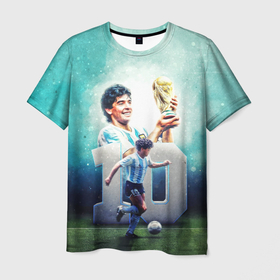 Мужская футболка 3D с принтом 10 number в Екатеринбурге, 100% полиэфир | прямой крой, круглый вырез горловины, длина до линии бедер | 10 номер | diego | football | maradona | maradonna | арегнтина | бога | диего | марадона | марадонна | ретро | рука | сборная аргентины | футбол | футболист