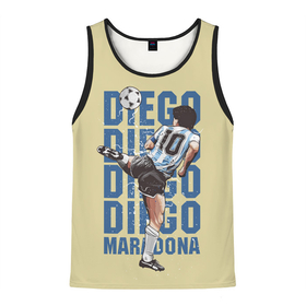 Мужская майка 3D с принтом Diego Diego в Екатеринбурге, 100% полиэстер | круглая горловина, приталенный силуэт, длина до линии бедра. Пройма и горловина окантованы тонкой бейкой | 10 номер | diego | football | maradona | maradonna | арегнтина | бога | диего | марадона | марадонна | ретро | рука | сборная аргентины | футбол | футболист