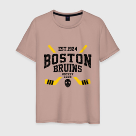 Мужская футболка хлопок с принтом Бостон Брюинз в Санкт-Петербурге, 100% хлопок | прямой крой, круглый вырез горловины, длина до линии бедер, слегка спущенное плечо. | boston | boston bruins | bruins | hockey | nhl | usa | бостон | бостон брюинз | нхл | спорт | сша | хоккей | шайба
