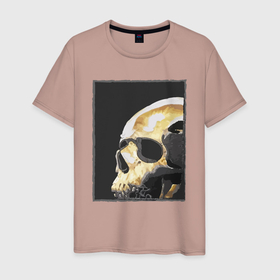 Мужская футболка хлопок с принтом Skull в Тюмени, 100% хлопок | прямой крой, круглый вырез горловины, длина до линии бедер, слегка спущенное плечо. | арт | голова | кость | мертвый | нежить | портрет | рисунок | черепа | черный