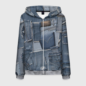 Мужская толстовка 3D на молнии с принтом Jeans life в Екатеринбурге, 100% полиэстер | длина до линии бедра, манжеты и пояс оформлены мягкой тканевой резинкой, двухслойный капюшон со шнурком для регулировки, спереди молния, по бокам два кармана | cool | fashion | hype | jeans | texture | vanguard | авангард | круто | мода | текстура | хайп