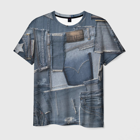 Мужская футболка 3D с принтом Jeans life , 100% полиэфир | прямой крой, круглый вырез горловины, длина до линии бедер | cool | fashion | hype | jeans | texture | vanguard | авангард | круто | мода | текстура | хайп