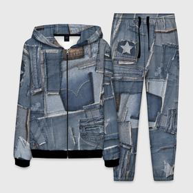 Мужской костюм 3D с принтом Jeans life , 100% полиэстер | Манжеты и пояс оформлены тканевой резинкой, двухслойный капюшон со шнурком для регулировки, карманы спереди | Тематика изображения на принте: cool | fashion | hype | jeans | texture | vanguard | авангард | круто | мода | текстура | хайп