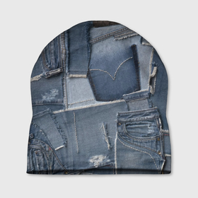 Шапка 3D с принтом Jeans life , 100% полиэстер | универсальный размер, печать по всей поверхности изделия | cool | fashion | hype | jeans | texture | vanguard | авангард | круто | мода | текстура | хайп