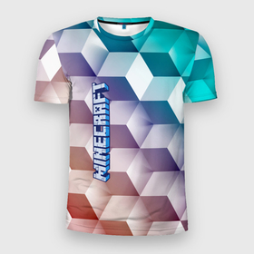 Мужская футболка 3D спортивная с принтом Minecraft в Курске, 100% полиэстер с улучшенными характеристиками | приталенный силуэт, круглая горловина, широкие плечи, сужается к линии бедра | color | cube | game | minecraft | pattern | игра | куб | майнкрафт | узор | цвет