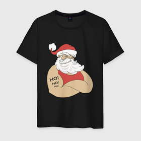 Мужская футболка хлопок с принтом Santa Claus в Петрозаводске, 100% хлопок | прямой крой, круглый вырез горловины, длина до линии бедер, слегка спущенное плечо. | Тематика изображения на принте: 2021 | santa claus | дед мороз | новый год | санта клаус | современный санта