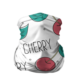 Бандана-труба 3D с принтом Вишенки Cherry в Тюмени, 100% полиэстер, ткань с особыми свойствами — Activecool | плотность 150‒180 г/м2; хорошо тянется, но сохраняет форму | cherry | белый | вишня | красный | лето | надпись | сад | черенок | черешня | ягода