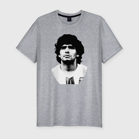 Мужская футболка хлопок Slim с принтом Диего Марадона в Екатеринбурге, 92% хлопок, 8% лайкра | приталенный силуэт, круглый вырез ворота, длина до линии бедра, короткий рукав | 10 | el diego | legend | maradona | аргентина | легенда | марадона | форма