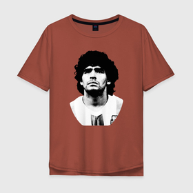 Мужская футболка хлопок Oversize с принтом Диего Марадона в Курске, 100% хлопок | свободный крой, круглый ворот, “спинка” длиннее передней части | 10 | el diego | legend | maradona | аргентина | легенда | марадона | форма