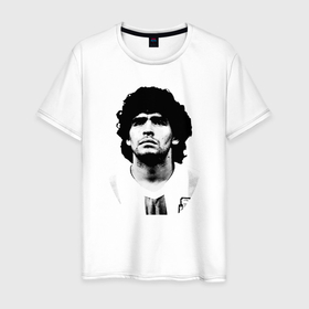 Мужская футболка хлопок с принтом Диего Марадона в Екатеринбурге, 100% хлопок | прямой крой, круглый вырез горловины, длина до линии бедер, слегка спущенное плечо. | Тематика изображения на принте: 10 | el diego | legend | maradona | аргентина | легенда | марадона | форма