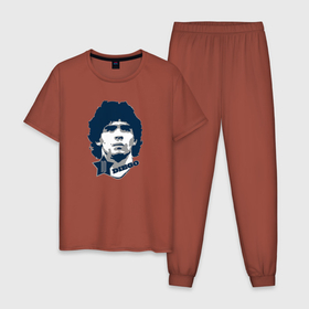 Мужская пижама хлопок с принтом Diego 10 в Екатеринбурге, 100% хлопок | брюки и футболка прямого кроя, без карманов, на брюках мягкая резинка на поясе и по низу штанин
 | 10 | el diego | legend | maradona | аргентина | легенда | марадона | форма