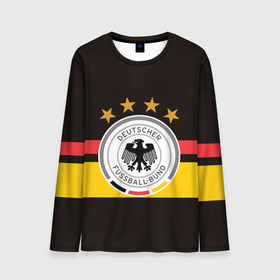 Мужской лонгслив 3D с принтом СБОРНАЯ ГЕРМАНИИ в Белгороде, 100% полиэстер | длинные рукава, круглый вырез горловины, полуприлегающий силуэт | flag | football | germany | logo | sport | team | германия | логотип | сборная | спорт | флаг | футбол