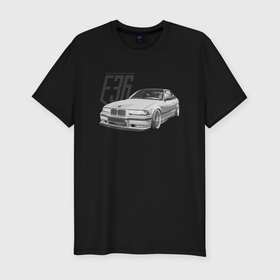 Мужская футболка хлопок Slim с принтом BMW E36 в Петрозаводске, 92% хлопок, 8% лайкра | приталенный силуэт, круглый вырез ворота, длина до линии бедра, короткий рукав | bmw | e36 | автомобиль | бмв | классика | м3 | машина