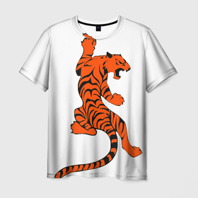 Мужская футболка 3D с принтом тигр в Санкт-Петербурге, 100% полиэфир | прямой крой, круглый вырез горловины, длина до линии бедер | beautiful tiger | tiger | красивый тигр | тигр