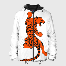 Мужская куртка 3D с принтом тигр , ткань верха — 100% полиэстер, подклад — флис | прямой крой, подол и капюшон оформлены резинкой с фиксаторами, два кармана без застежек по бокам, один большой потайной карман на груди. Карман на груди застегивается на липучку | beautiful tiger | tiger | красивый тигр | тигр