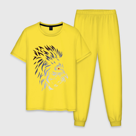 Мужская пижама хлопок с принтом знак зодиака Лев в Курске, 100% хлопок | брюки и футболка прямого кроя, без карманов, на брюках мягкая резинка на поясе и по низу штанин
 | градиент | знаки | зодиака | лев